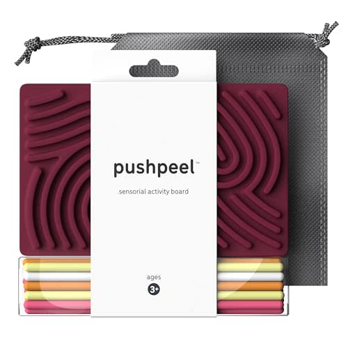Pushpeel Sensory Activity Board: Silicone Fidget Toy for Calming, Stress, Anxiety, ADHD & Autism | Silent, No Mess | Kids 3+ & Adults | Includes Portable Travel Bag & 11 Strings