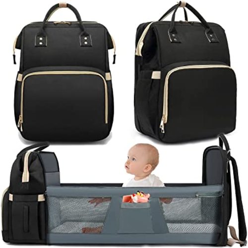 TRAVELHEART Baby Diaper Bag Backpack with Changing Station for Boy Girl, Baby Registry Search Shower Gifts Baby Stuff for Newborn Essentials Must Haves, Dad Travel Large Black