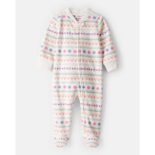 Baby Girl Fair Isle Fleece Long-Sleeve Loose Fit Sleep & Play Pajamas - Carter's | Carter's