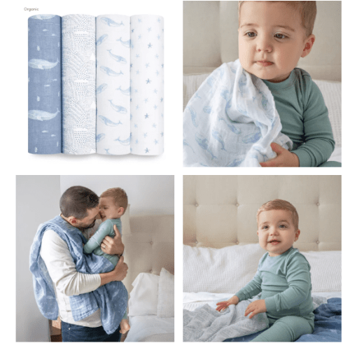aden + anais | Oceanic Organic Muslin Swaddle Blanket 4pk