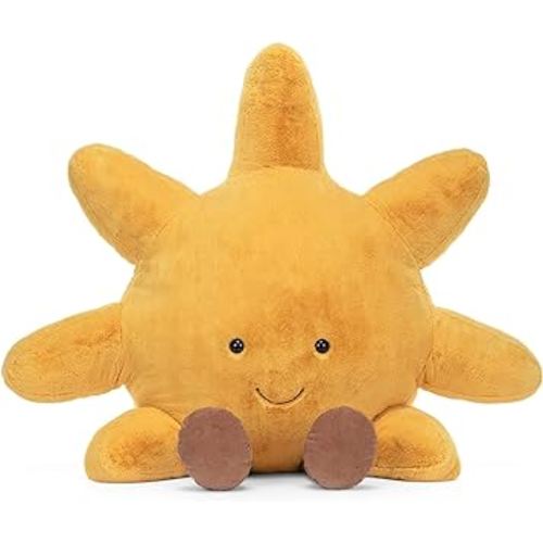 14" Sun Plush Toy Cute Smile Yellow Funny Sun Sunshine Stuffed Animals Pillow Sun Shape Soft Plushie for Gifts for Kids Birthday (Sun)