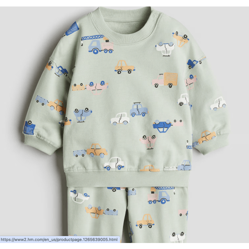 Light green/vehicles 2-PIECE SWEATSUIT