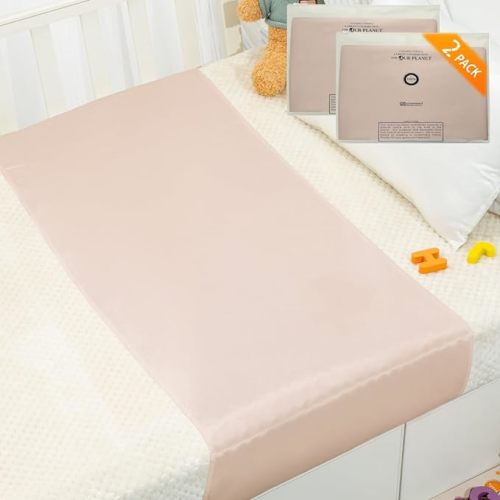 PROMEED 2 Pack 100% Mulberry Silk Crib Sleeve for Baby Hair Loss Prevention, Premium 23 Momme Natural Silk Bassinet Slip for Bassinets/Cradles/Cots/Cribs (Champagne)