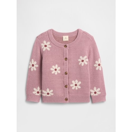 GAP - Print Crewneck Cardigan 6-12M