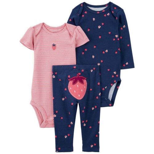 Baby Navy Strawberry 3-Piece Bodysuit Pant Set - Carter's | Carter's