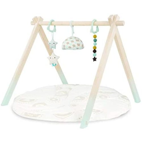 B. toys – Wooden Baby Play Gym – Activity Mat – Starry Sky – 3 Hanging Sensory Toys – Organic Cotton – Natural Wood – Babies, Infants