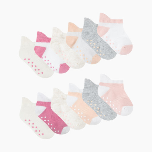 Huggies Gripper Socks (12 Pack) - Lotus/Pink, 0-6 M
