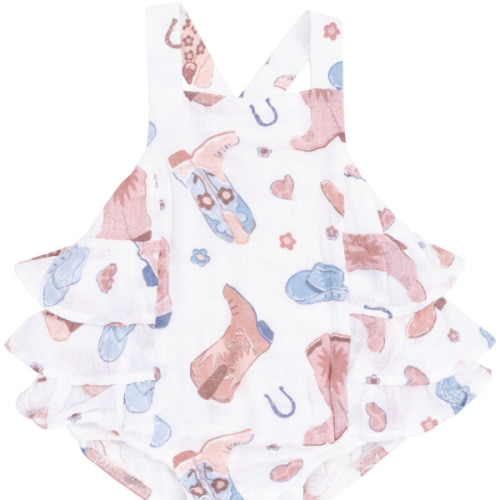 Angel Dear Infant Girls' Cowboy Boots Ruffle Sunsuit Onesie | Boot Barn