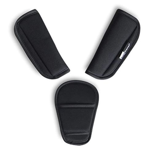 3 Pieces Baby Stroller Car Seat Strap Covers and Crotch Pad Combo Black, Soft Seat Belt Strap Covers Universal for Newborns Infants Kids Child, Pushchair Seat Belt Covers