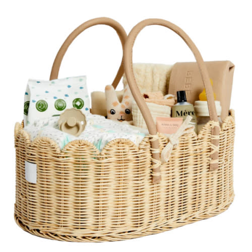 Baby Diaper Caddy Organizer "POPPY" Handmade & Natural by BEBE BASK® – BEBE BASK