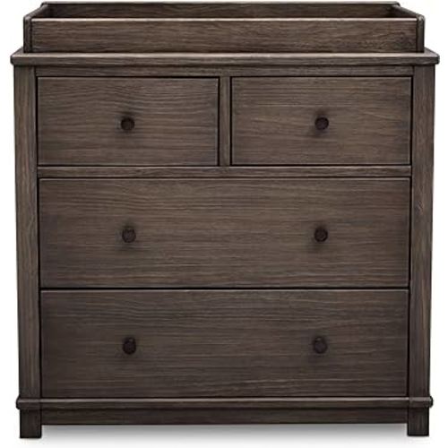 Simmons Kids Monterey 4-Drawer Dresser with Changing Top and Interlocking Drawers, Rustic Grey