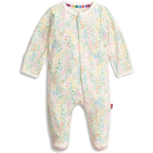 Magnetic Me Girls Modal Magnetic Baby Footie Pajamas | Silky Soft Modal Fabric | Hoppy Garden | 12-18 Months
