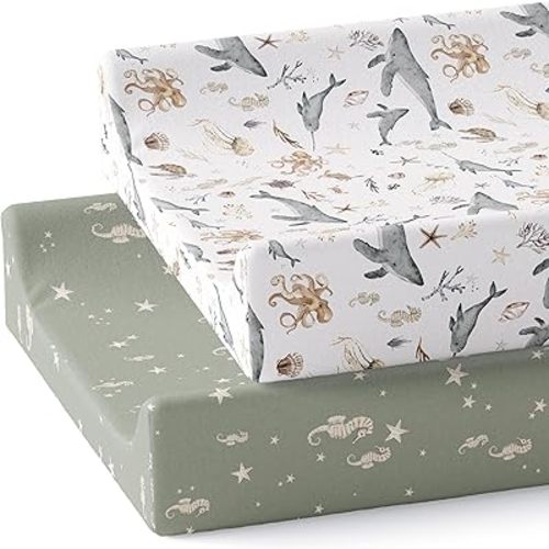 Changing Pad Cover 2-Pack (Ocean Odyssey) - Premium Fitted Sheets - Buttery Soft Cotton Blend