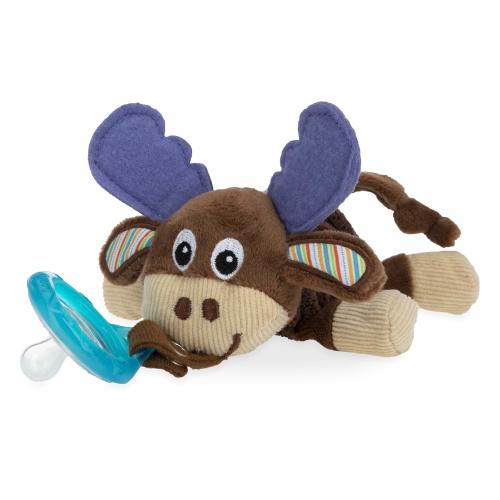 Nuby Calming Natural Flex Snuggleez Pacifier with Plush Combo Set for Cuddling with Comfort, 0M+, Moose