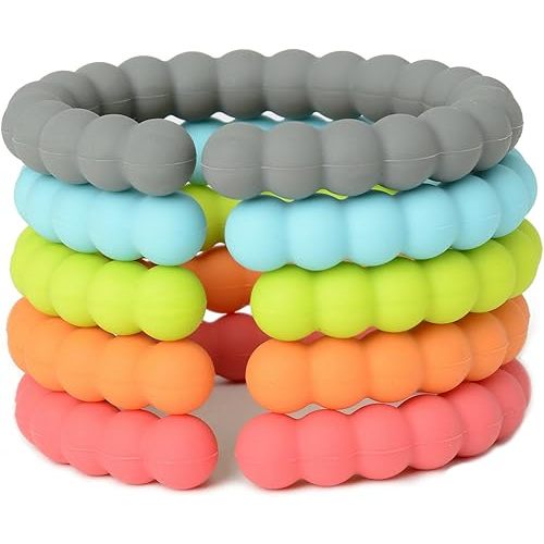 Chewbeads - Silicone Baby Links, Multi Use Baby Toy Rings - Attach Toys & Teethers to Stroller, Car Seat & More - Medical Grade Silicone, BPA Free & Phthalate Free - includes 5 Colorful Baby Rings