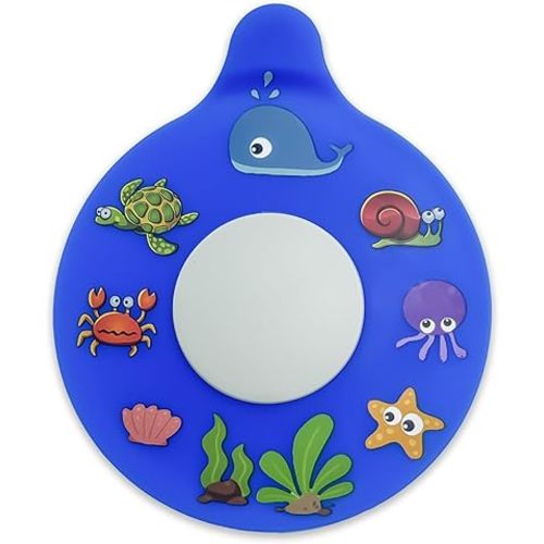 Silicone Bathtub Drain Stopper with Beach Scenery Print - Universal Tub Plug Cover, Beautiful Coral Reef Design - Ideal Gift for Kids, Tots, Babies (Blue)