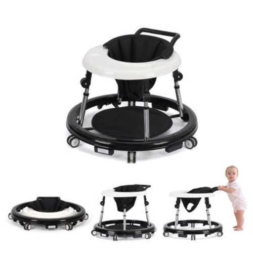 kmaier Baby Walker, Portable One-Touch Folding with Wheels Non-Slip for 6-18 Months,Black