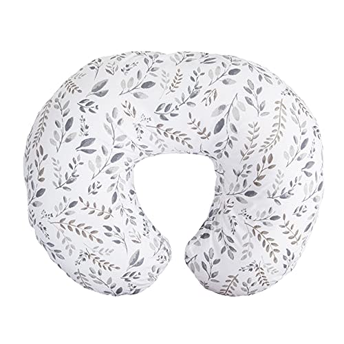 Boppy Original Nursing Pillow & Positioner, Gray Taupe Leaves, Cotton Blend Fabric with Allover Fashion