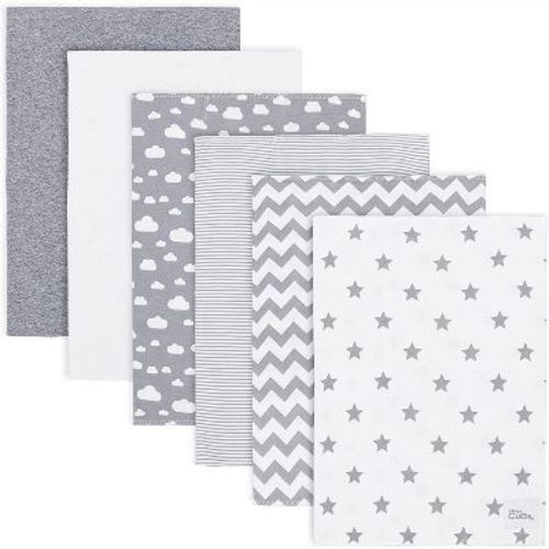 Burp Cloths 100% Cotton Washcloths For Boys And Girls By Comfy Cubs (grey Pattern, Pack Of 6)