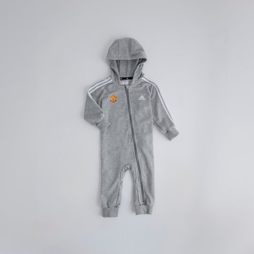 Manchester United x adidas Infant Essentials 3-Stripes French Terry Bodysuit Grey Marl