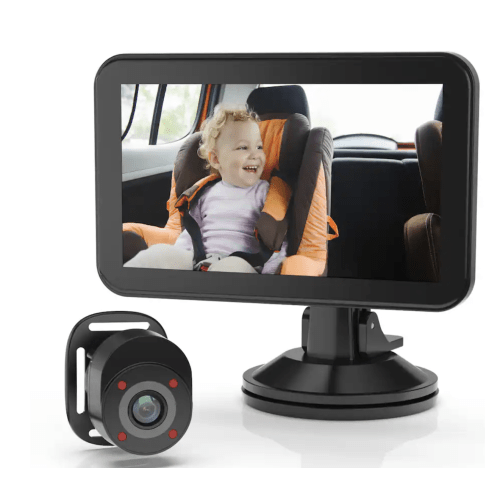 Rexing - BC500 In-Car Baby Cam with Monitor – HD 1080p & Infrared Night Vision - Black