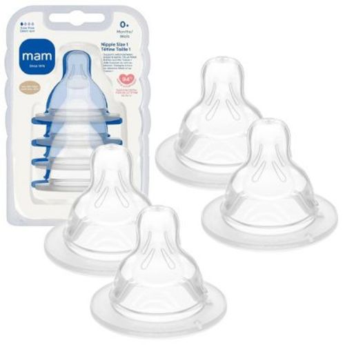 MAM Silicone Baby Bottle Nipple - Slow Flow - 4pk