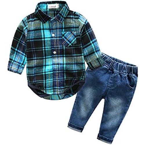 Kimocat Baby Boys Clothing Set Fashion Casual Suit Long Sleeve and Denim Pants