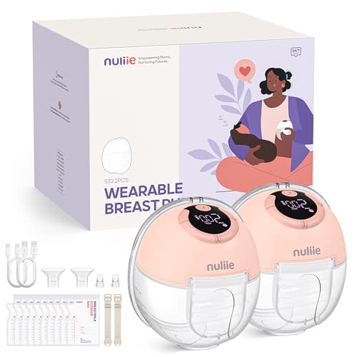 Nuliie Hands-Free Breast Pump, Wearable Breastfeeding Pump 4 Modes 9 Levels with 18/21/24MM Flange, Electric Breast Pump Portable, Replaced Pumping Accessories Included (2 Packs, Pink)