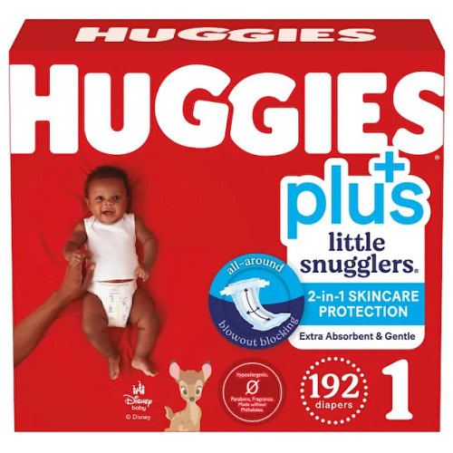 Huggies Plus Little Snugglers Diapers Sizes 1 - 2, 192-count