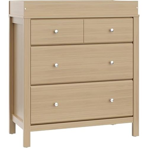 Storkcraft Horizon 3 Drawer Chest with Changing Topper (Driftwood) – GREENGUARD Gold Certified, Nursery Dresser Drawer Organizer
