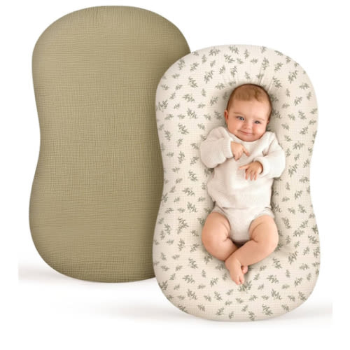 Termichy Baby Lounger Covers for Newborns: Muslin Lounger Pillow Covers Fit for Snuggle Me for Cozy Naps at Home or On The Go – Must Have Baby Nest Lounger Sheets for Toddler Girl Boy 0-12 Months