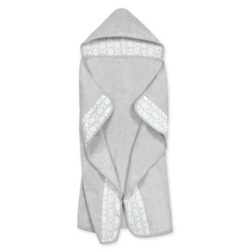 Just Bath by Just Born® Geometric Print Hooded Bath Towel Wrap in Blue/Grey - GRAY/BLUE - HOODED TOWEL