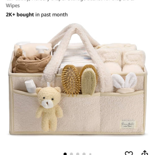 PeraBella Baby Diaper Caddy Organizer - Changing Table & Car Caddy, Nursery Diaper Storage Basket for Diapers & Wipes