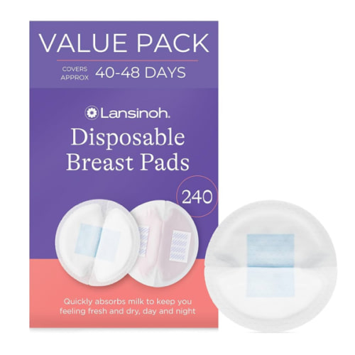 Lansinoh Stay Dry Disposable Nursing Pads, Soft and Super Absorbent Breast Pads, Breastfeeding Essentials for Moms, 240 Count