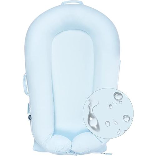 Organic Replacement Cover with Waterproof Pad | Premium Quality Spare Cover Certified Organic Cotton | Protects Against leaks | [Fits Dockatot Deluxe + Docks] (Cover Only) (Baby Blue)
