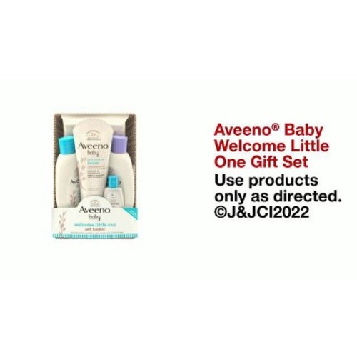 Aveeno Baby Welcome Little One Essentials Skincare Gift Set Includes Wash, Lotion & Wipes - 5ct