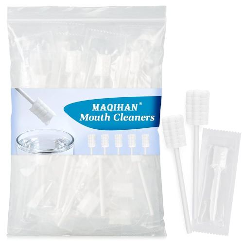 50 Gauze Mouth Swabs - Oral Swabs Disposable Toothbrushes Individually Wrapped Swabsticks for Dry Mouth Cotton Gauze on a Stick Dental Oral Care Supplies Mini Children Thrush Mouth Treatment
