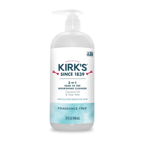 Kirk's 3-in-1 Nourishing Cleanser - Made With Coconut Oil & Aloe Vera, Fragrance Free, 32 Fl Oz