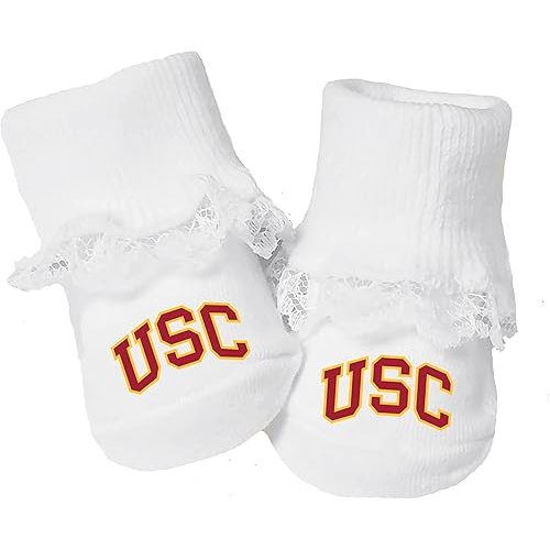 Southern Cal USC Trojans Licensed Baby Toe Bootie Socks with Lace 0-9 months