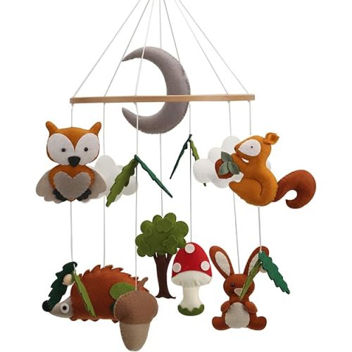 Woodland Mobile for Crib - A Neutral Colorful high Contrast Forest Creatures Crib Mobile to go with Woodland Nursery Décor