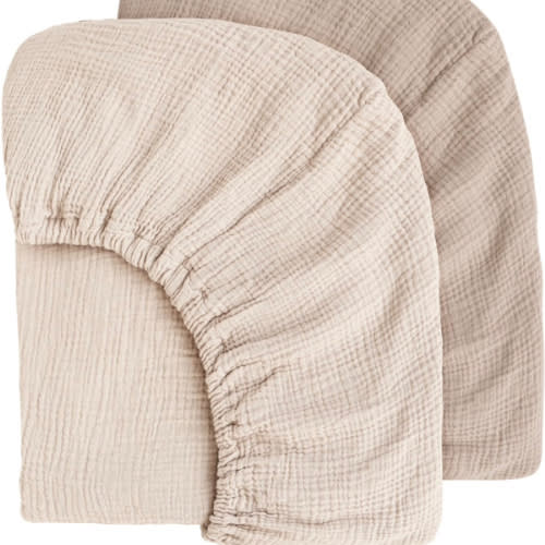 Muslin Crib Sheets for Baby Girls and Boys, Neutral Fitted Baby Bed Sheets for Standard Crib & Toddler Mattress - Soft and Breathable - 52"x28" (Ash & Ivory)