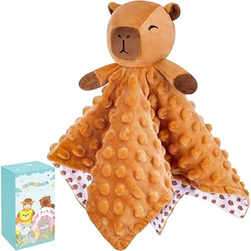 Loveys for Babies,Kawaii Capybara Baby Security Blanket for Newborn Infant Toddler Snuggle Toy Stuffed Animal,Lovey Capybaras Security Blankets Gifts Baby Unisex Birthday(Capybara,12.2in)
