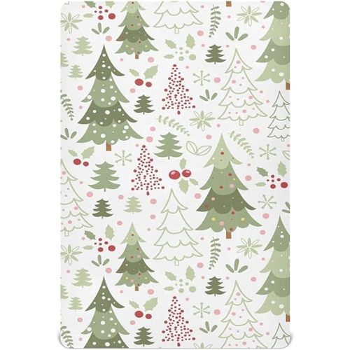 Cartoon Christmas Tree Crib Sheets for Boys Girls Soft Breathable Mini Crib Sheets for Baby 52" x 28"