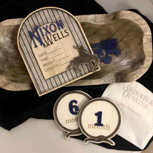 Western baby stat name sign western themed hospital sign for newborn personalized baby boy announcement wood sign keepsake picture prop