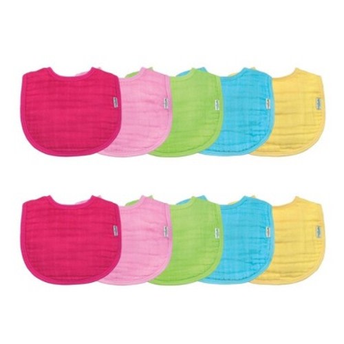 Green Sprouts Muslin Bibs made from Organic Cotton (10 pack), Color: Pink set, Size: 0-12mo