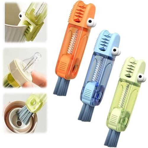 3 in 1 Multifunctional Crevice Cleaning Brush Set - Portable Cup Lid Cleaner for Baby Bottle Gap Tight Spaces (3 PCS)