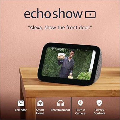 Amazon Echo Show 5, Smart display with 2x the bass and clearer sound, Charcoal