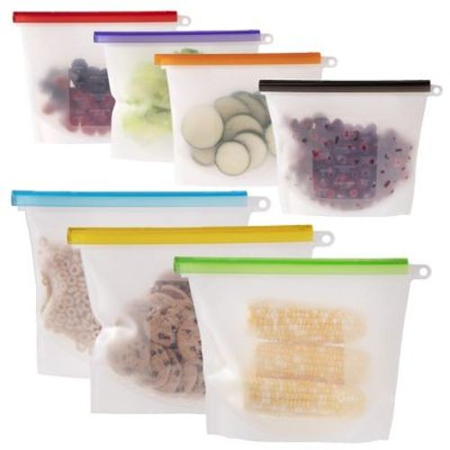 Weesprout 100% Silicone Reusable Food Storage Bags - Set Of 7 (four 4 Cup Bags And Three 6 Cup)