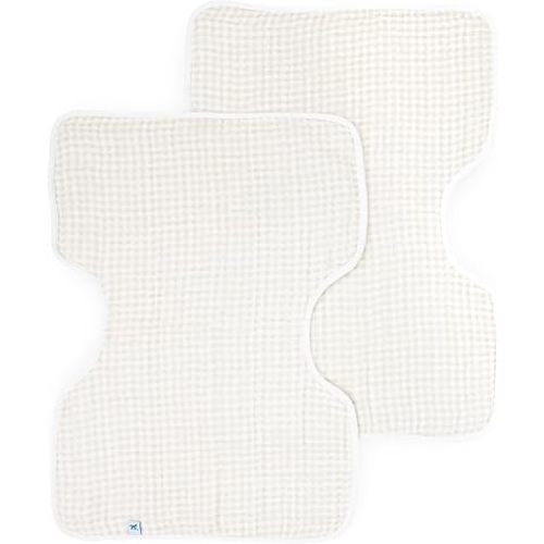 Little Unicorn Ultra-Absorbent Premium Burp Cloth 2 Pack | Soft on Baby's Skin | Larger Size | Ergonomic Design | Set of 2 (Tan Gingham)