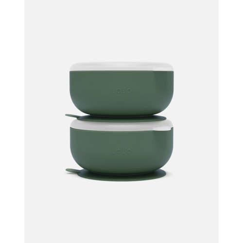 Suction Bowl + Lid - Olive / 2 Pack